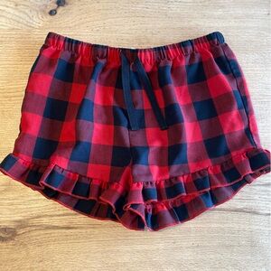 Tucker +Tate Buffalo Plaid Ruffle Shorts Red Black Sleepwear Pj’s Girls 10/12 Pr